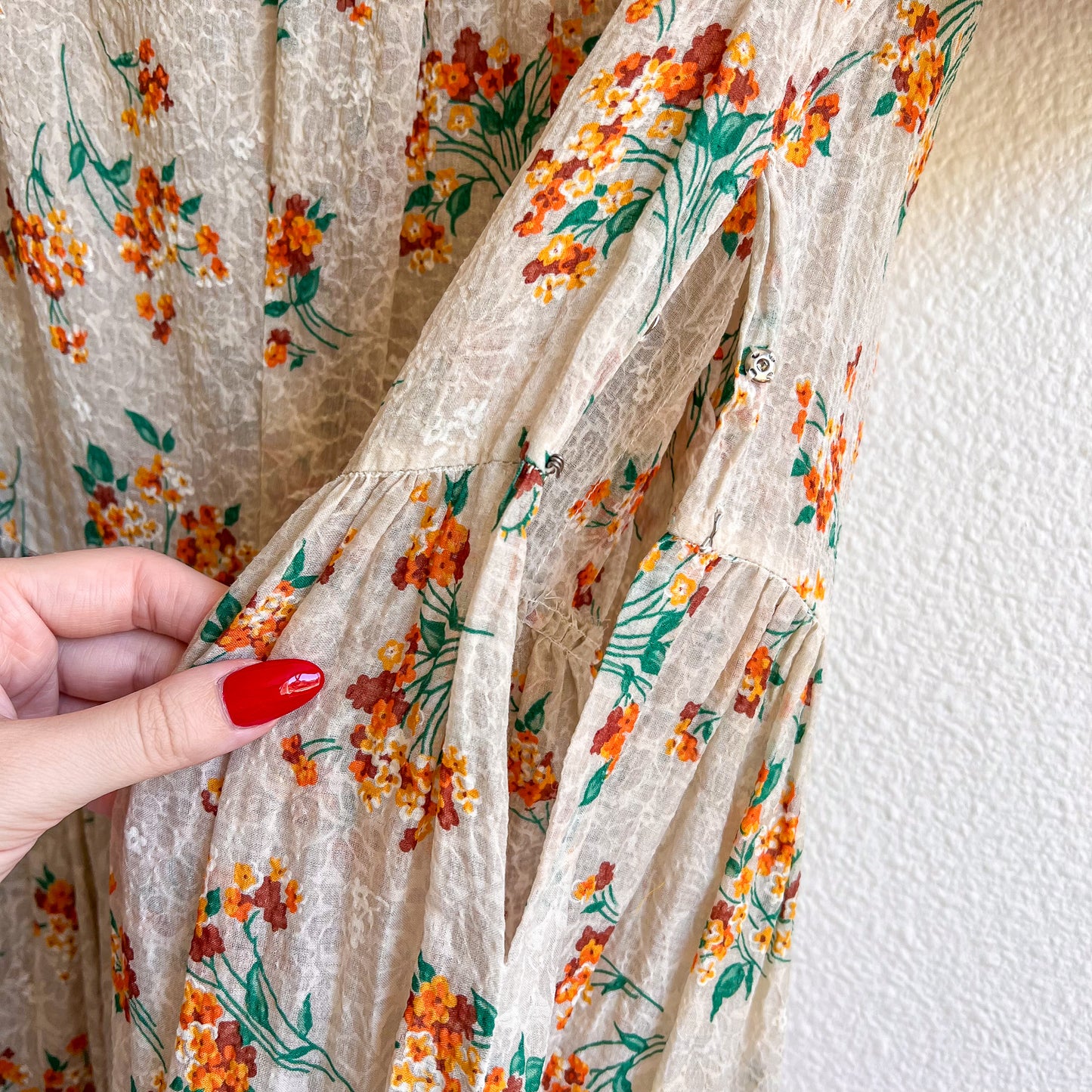 Stunning 1930s Orange Floral Gown With Velvet Bows (XS/S)