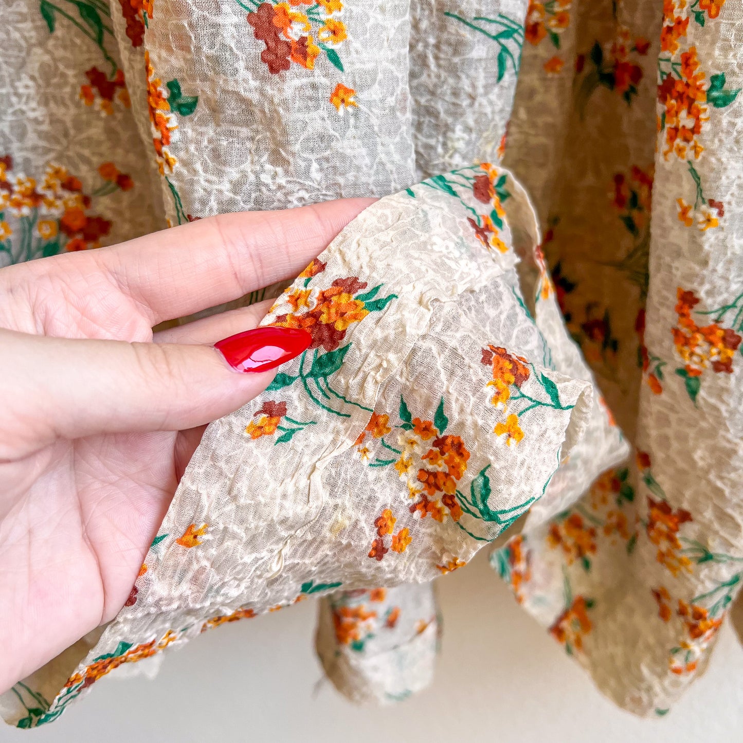 Stunning 1930s Orange Floral Gown With Velvet Bows (XS/S)