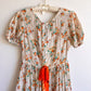 Stunning 1930s Orange Floral Gown With Velvet Bows (XS/S)