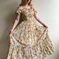 Stunning 1930s Orange Floral Gown With Velvet Bows (XS/S)