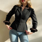 Fabulous 1940s Black Wool Blazer With Trim (XS/S)