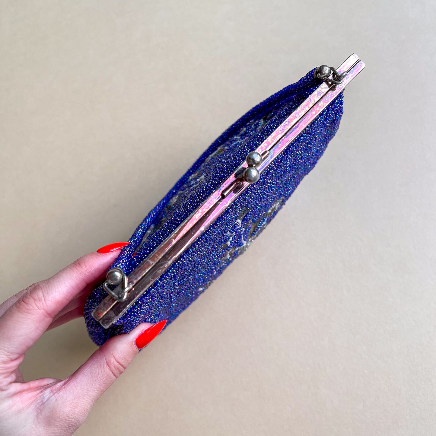 Exquisite 1940s Midnight Blue Beaded Handbag