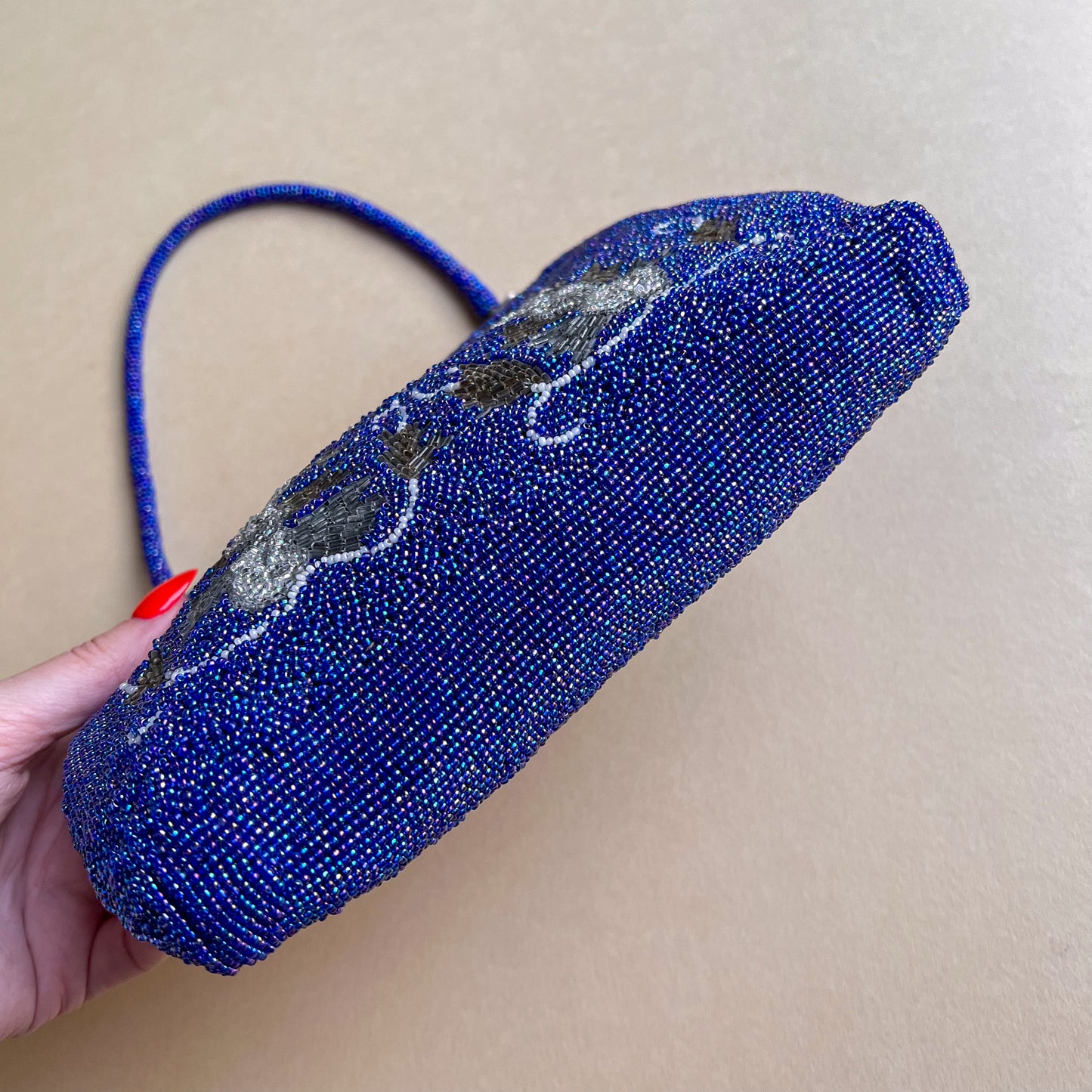 Exquisite 1940s Midnight Blue Beaded Handbag