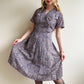 1940s Blue and Pink Paisley Print Dress With Bow (M)