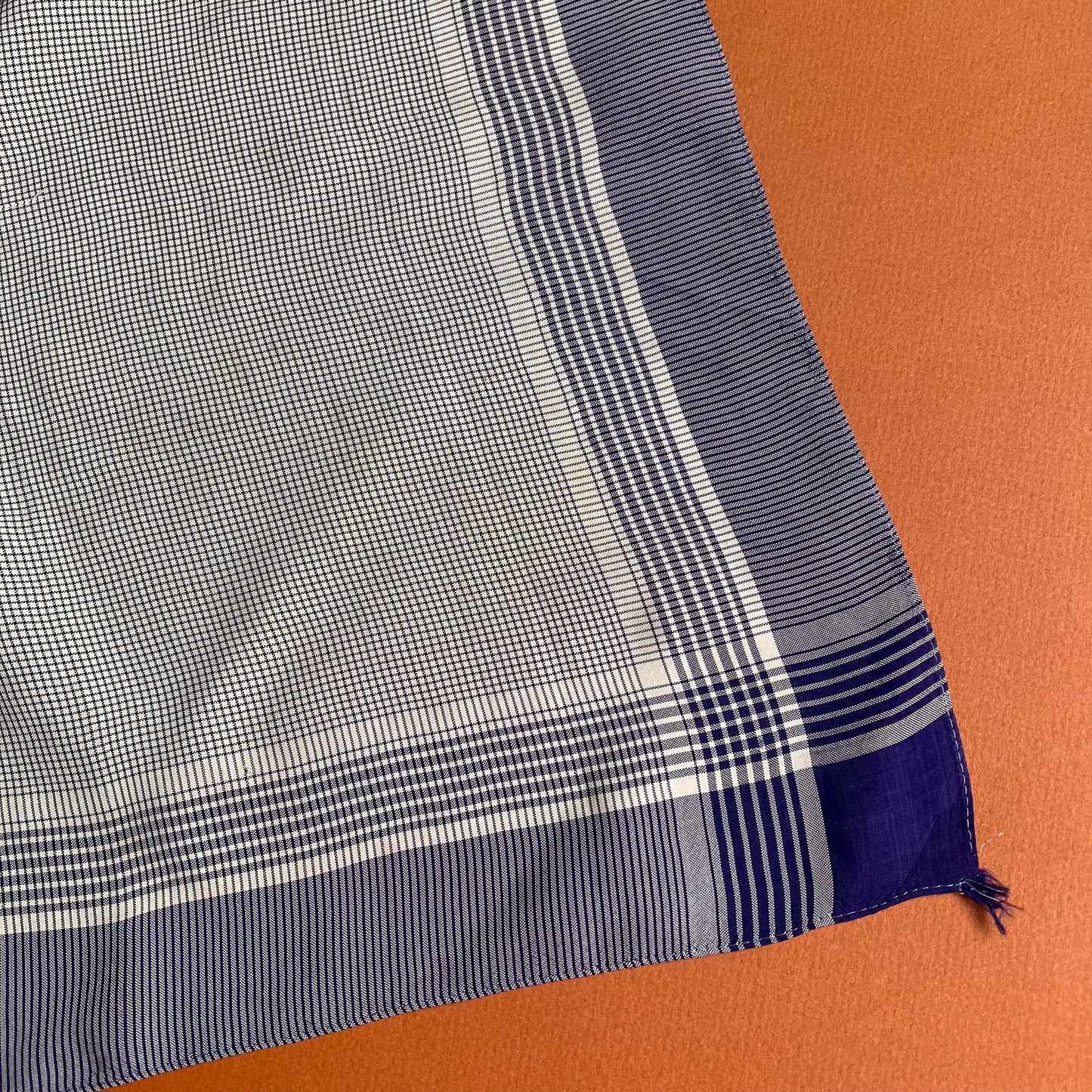 1940s Blue Plaid Silk Handkerchief