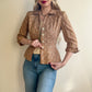 1940s Bullocks Wilshire Taupe Linen Buttoned Jacket (XS)