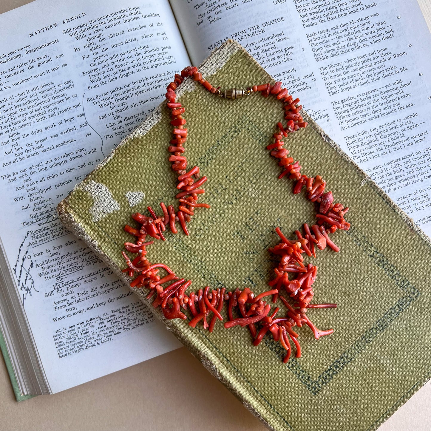 Darling 1940s Red Coral Beaded Necklace