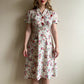 1940s Floral Print Cotton Dress With Red Buttons (XS/S)