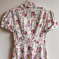 1940s Floral Print Cotton Dress With Red Buttons (XS/S)