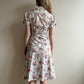 1940s Floral Print Cotton Dress With Red Buttons (XS/S)