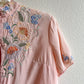 1940s Pink Cotton Blouse With Floral Embroidery (M/L)