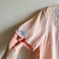 1940s Pink Cotton Blouse With Floral Embroidery (M/L)