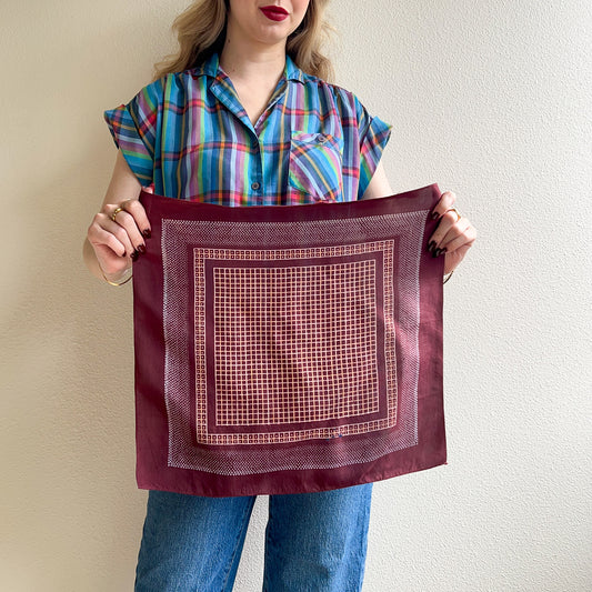 1940s Plum Silk Handkerchief