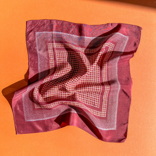 1940s Plum Silk Handkerchief