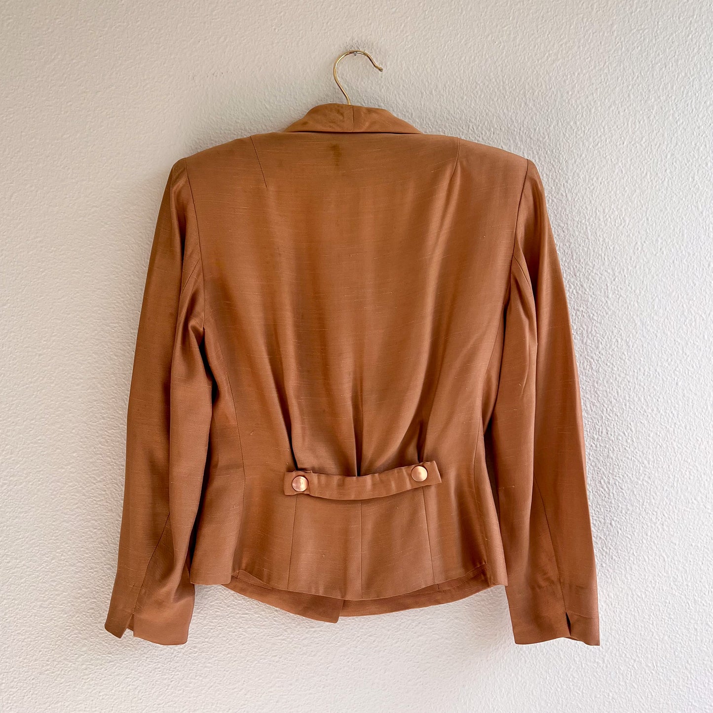 Darling 1940s Taupe Silk Buttoned Jacket (XS/S)