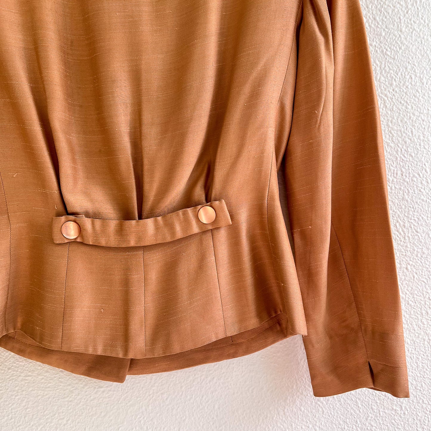 Darling 1940s Taupe Silk Buttoned Jacket (XS/S)