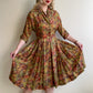 1950s Rich Autumnal Pattern Silk Dress (M/L)