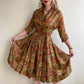 1950s Rich Autumnal Pattern Silk Dress (M/L)