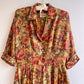 1950s Rich Autumnal Pattern Silk Dress (M/L)