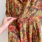 1950s Rich Autumnal Pattern Silk Dress (M/L)