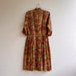 1950s Rich Autumnal Pattern Silk Dress (M/L)