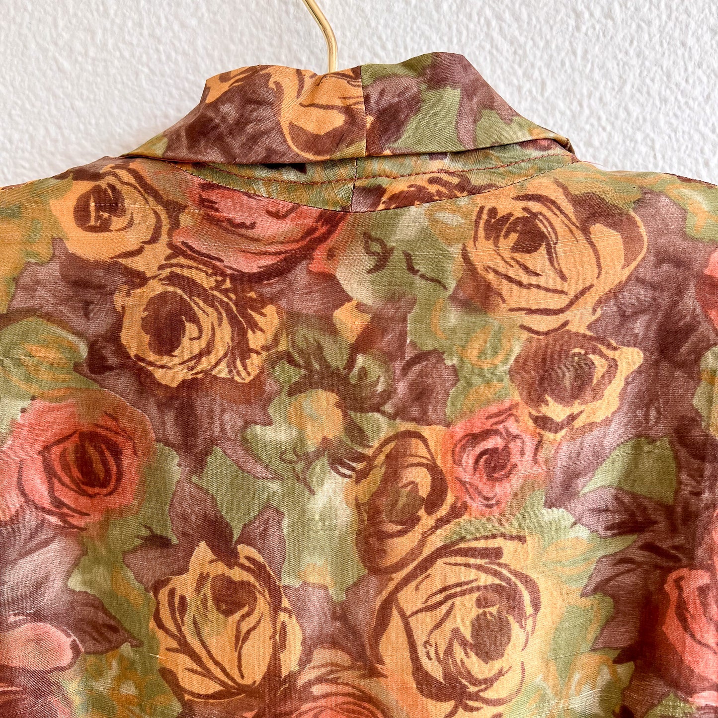 1950s Rich Autumnal Pattern Silk Dress (M/L)