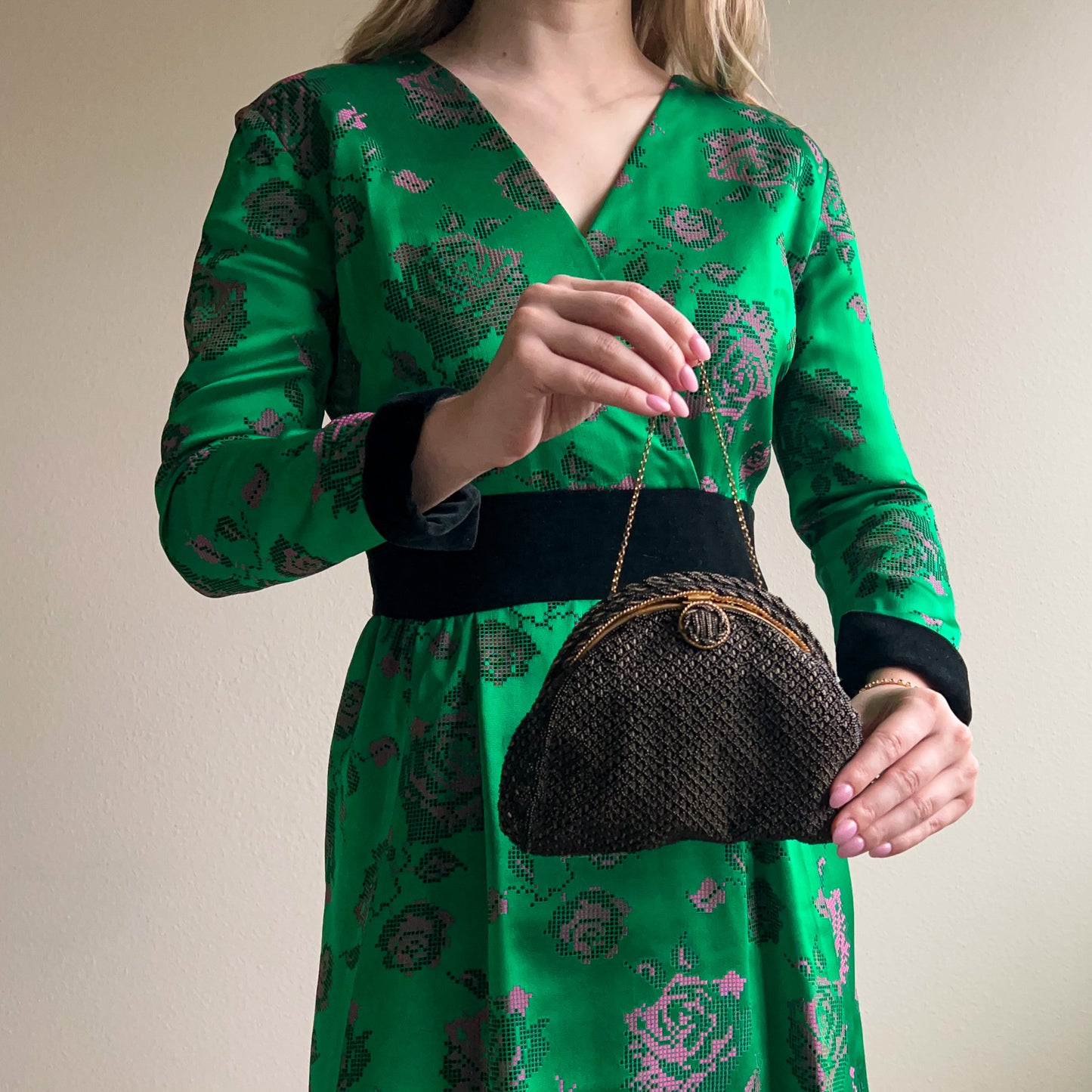 1950s Black Beaded French Handbag