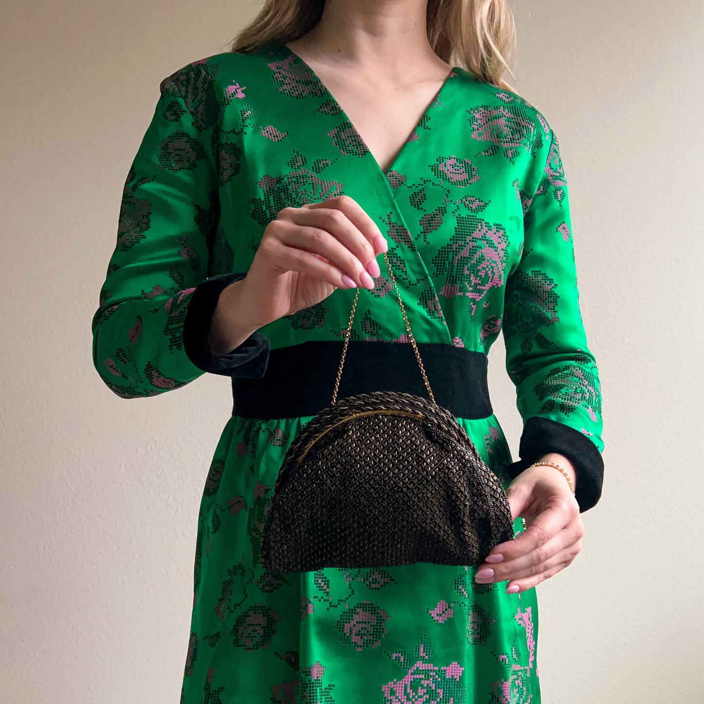 1950s Black Beaded French Handbag