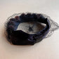 1950s Black Silk Bow and Mink Trim Hat With Netting