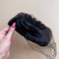 1950s Black Silk Bow and Mink Trim Hat With Netting