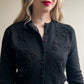 1950s Black Wool Cardigan With Black Beading (S/M)