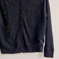 1950s Black Wool Cardigan With Black Beading (S/M)