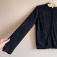 1950s Black Wool Cardigan With Black Beading (S/M)