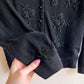 1950s Black Wool Cardigan With Black Beading (S/M)