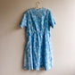 1950s Sky Blue Abstract Print Buttoned Dress (L/XL)