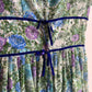 1950s Blue Floral Cotton Dress With Velvet Trim (S/M)