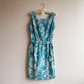 1950s Blue Floral Cotton Summer Dress (S)