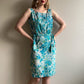 1950s Blue Floral Cotton Summer Dress (S)