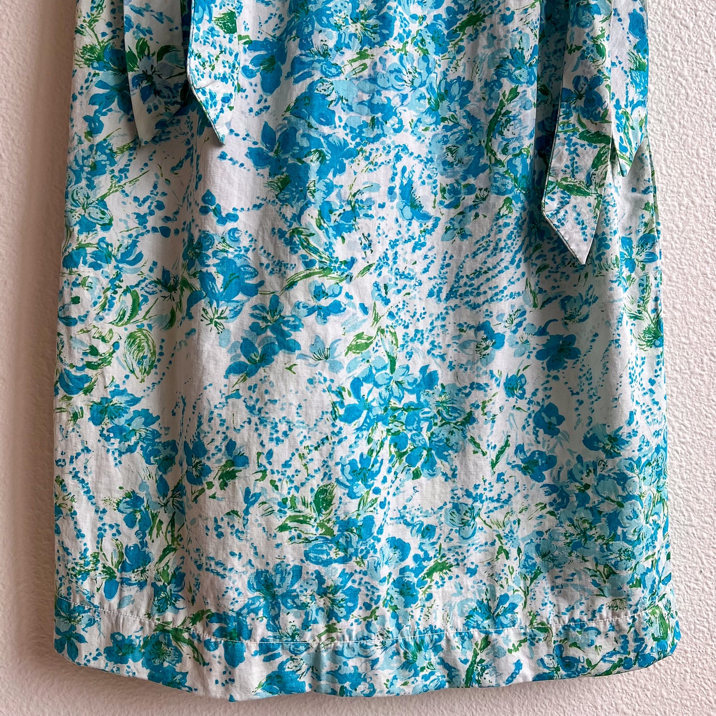 1950s Blue Floral Cotton Summer Dress (S)