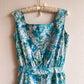 1950s Blue Floral Cotton Summer Dress (S)