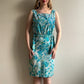 1950s Blue Floral Cotton Summer Dress (S)