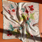 Romantic 1950s Floral Printed Silk Scarf