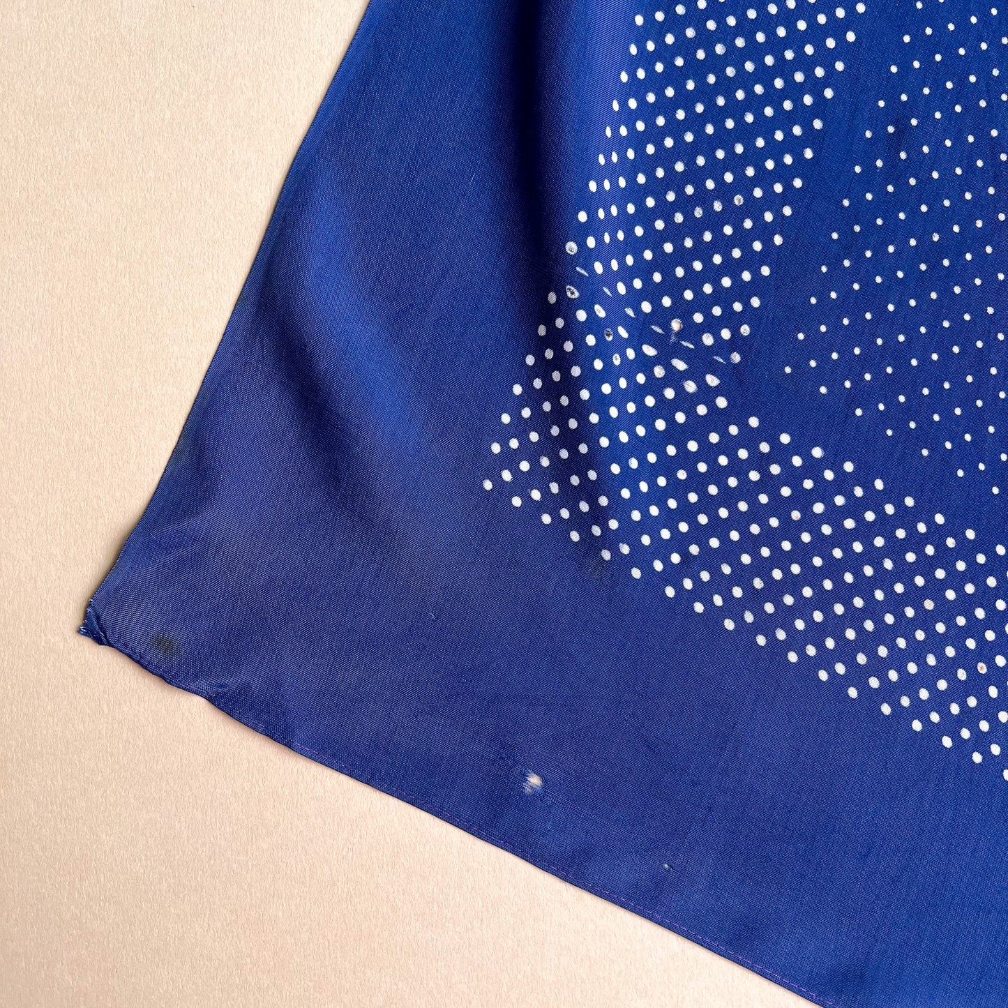 1950s Royal Blue Head Scarf With White Polka Dots