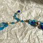 1950s Blue Lucite Filigree Beaded Necklace