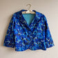 1950s Blue Watercolor Roses Silk Buttoned Jacket (M/L)