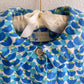 1950s Sleeveless Summer Dress With Blue Tulip Print (S)