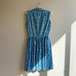 1950s Sleeveless Summer Dress With Blue Tulip Print (S)