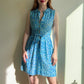 1950s Sleeveless Summer Dress With Blue Tulip Print (S)