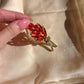 1950s Bright Orange Teardrop Gemstone Brooch