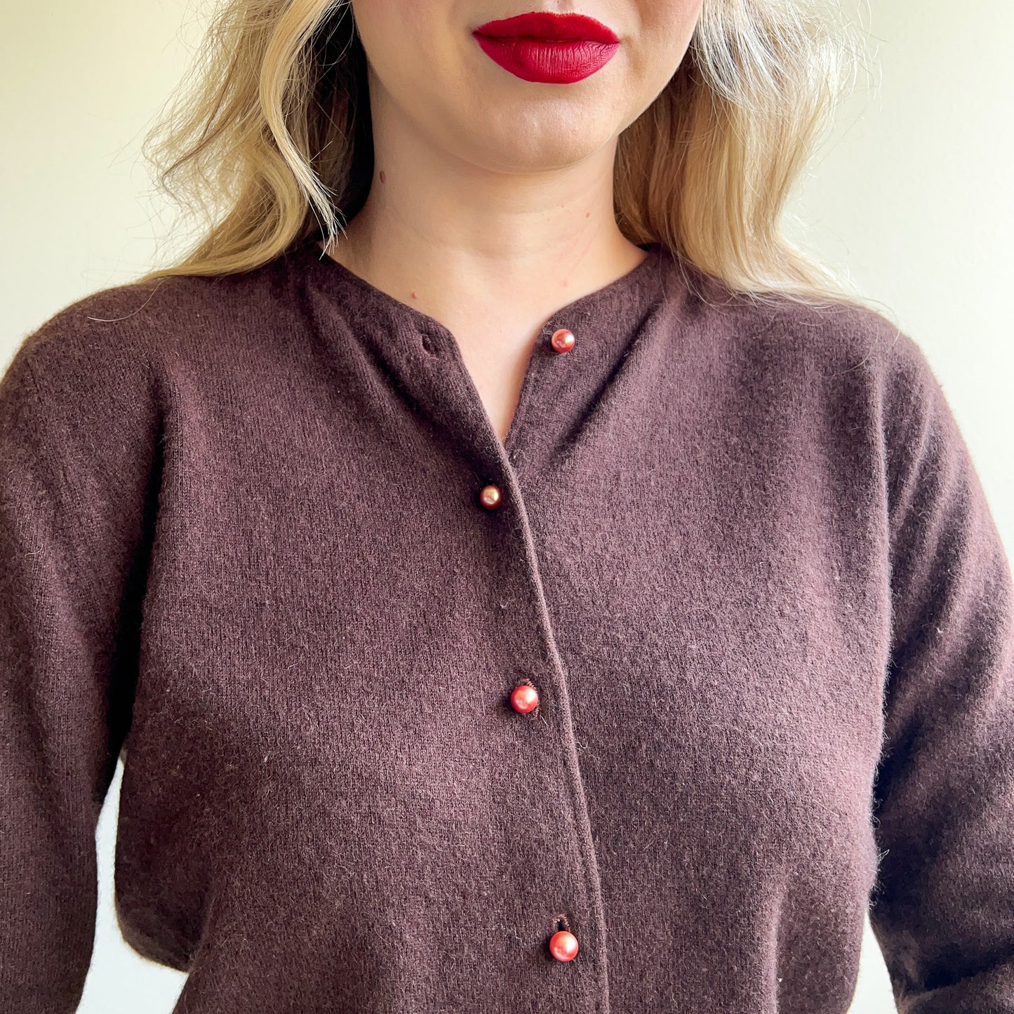 1950s Chocolate Brown Buttoned Cardigan (S/M)